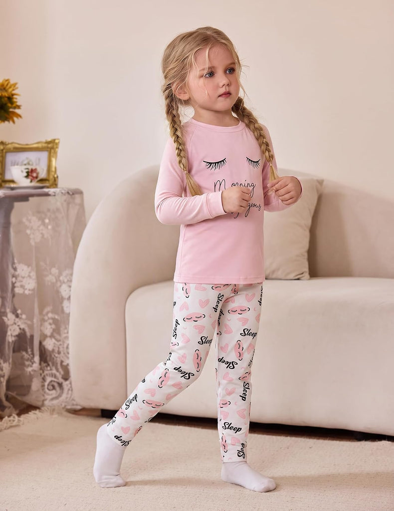 Girls Pajamas Long Sleeve Snug Fit Pjs Set Kids Cute Sleepwear