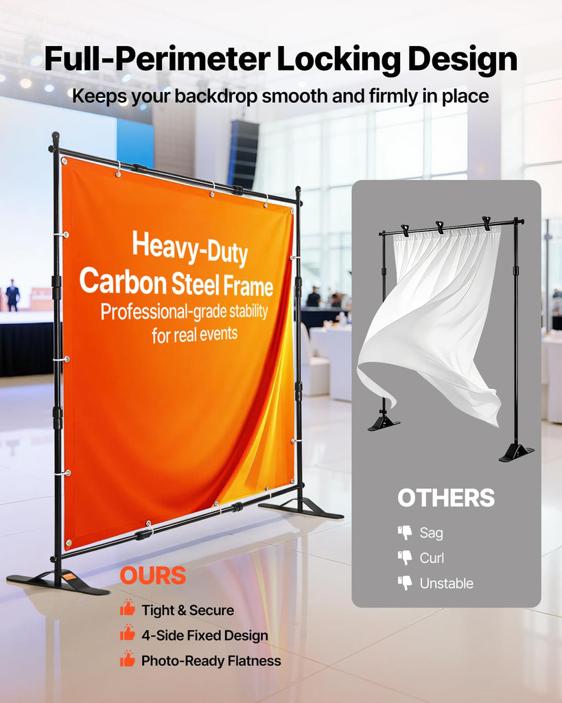 Backdrop Stand 10 x 8 Ft, Height Adjustable Background Stand with 1 Carrying Bag, Photo Backdrop for Party Wedding