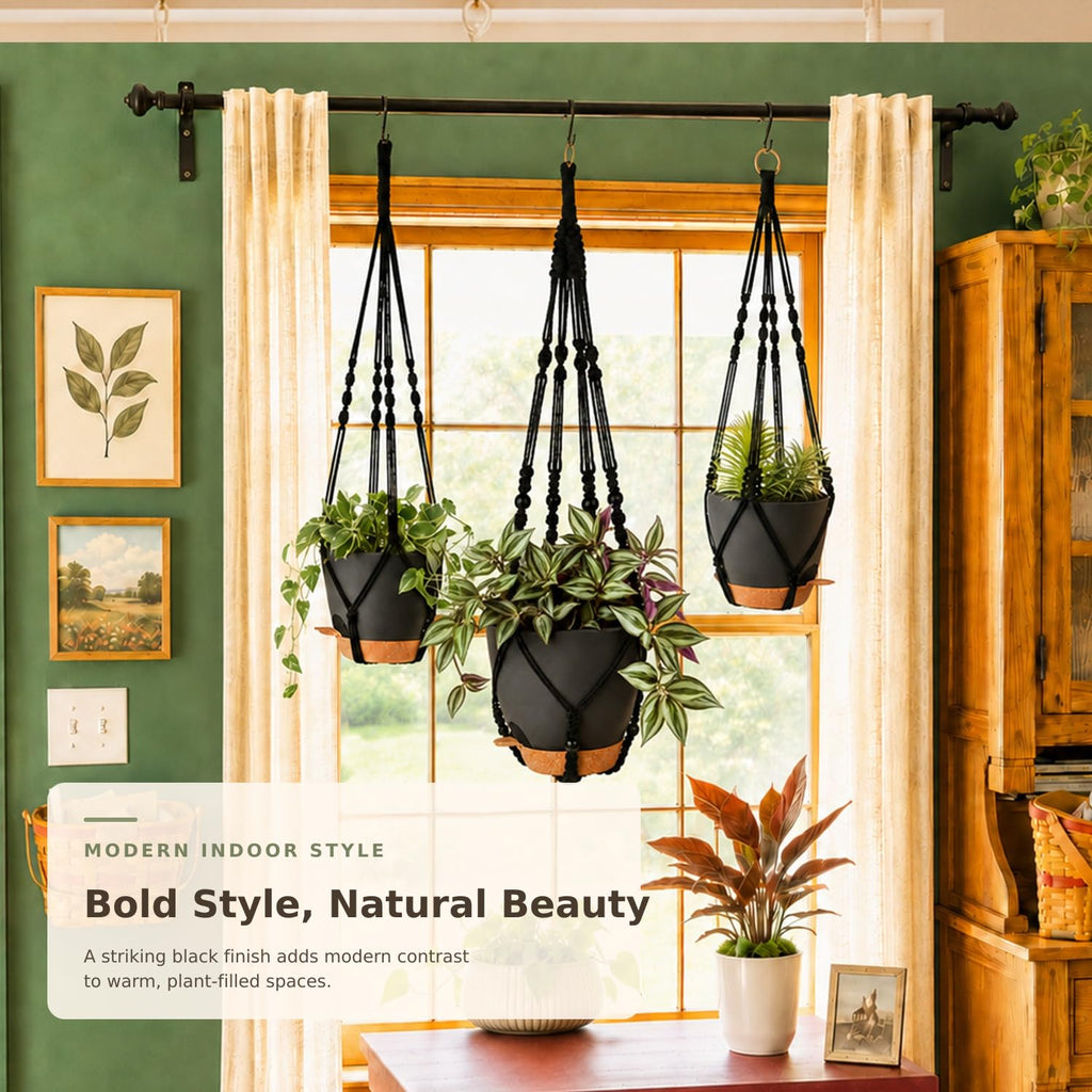 3 Pack Self Watering Hanging Planters Macrame Plant Hangers with Indoor Flower Pots, 3 Different Size Hanging Basket