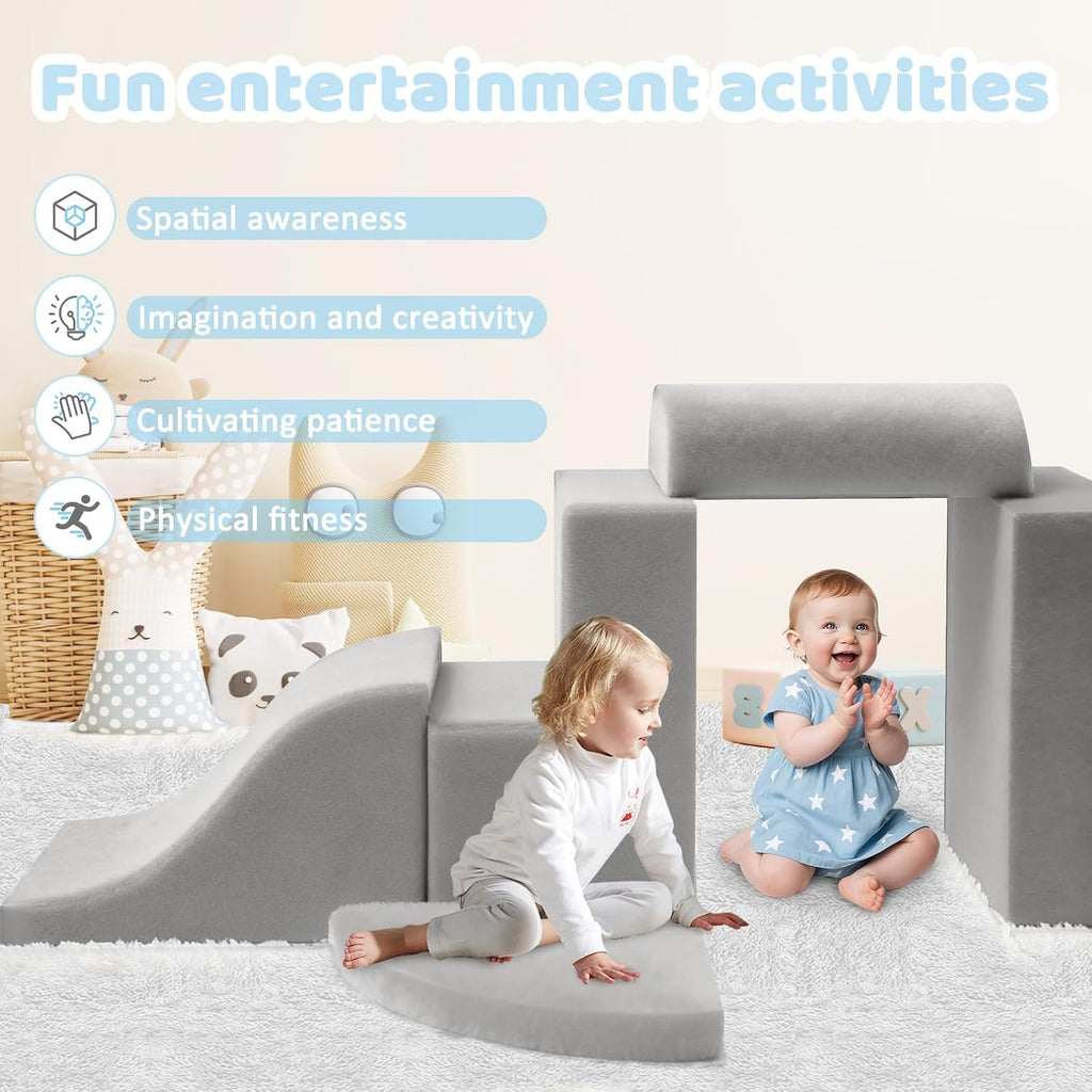 Piece Toddler Climbing Toys Indoor,Baby Climbing Blocks(Gray)