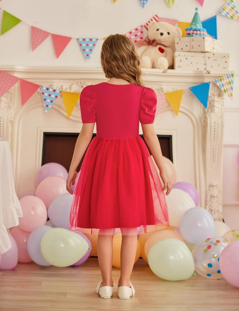 Toddler Girls Tutu Dresses Summer Puff Short Sleeve Tulle