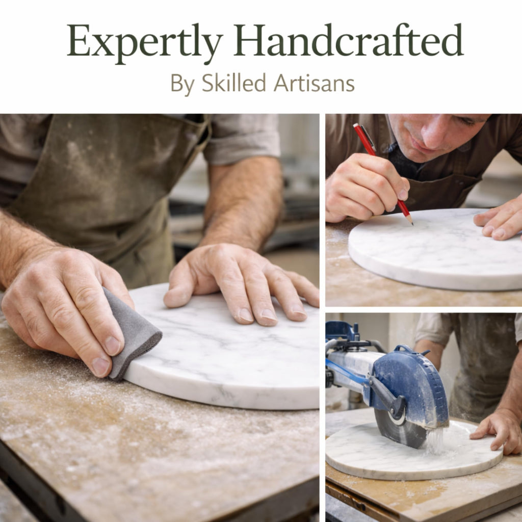 Round Marble Cheese Board with Non-Slip Feet
