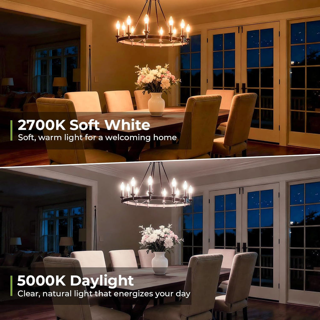 E12 LED Candelabra Bulb 40 Watt Equivalent, Dimmable Chandelier Light Bulbs 5000K Daylight, B10 Candle Bulbs for
