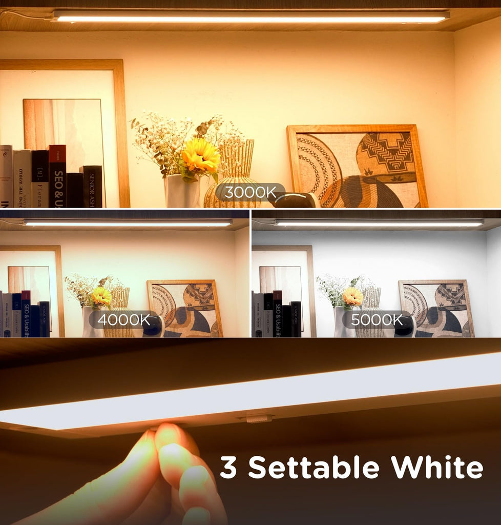 Under Cabinet Lighting Plug in,14W 120V 3 Color 3000K/4000K/5000K,3 Brightness,Super Bright,Ultra Thin Under Counter