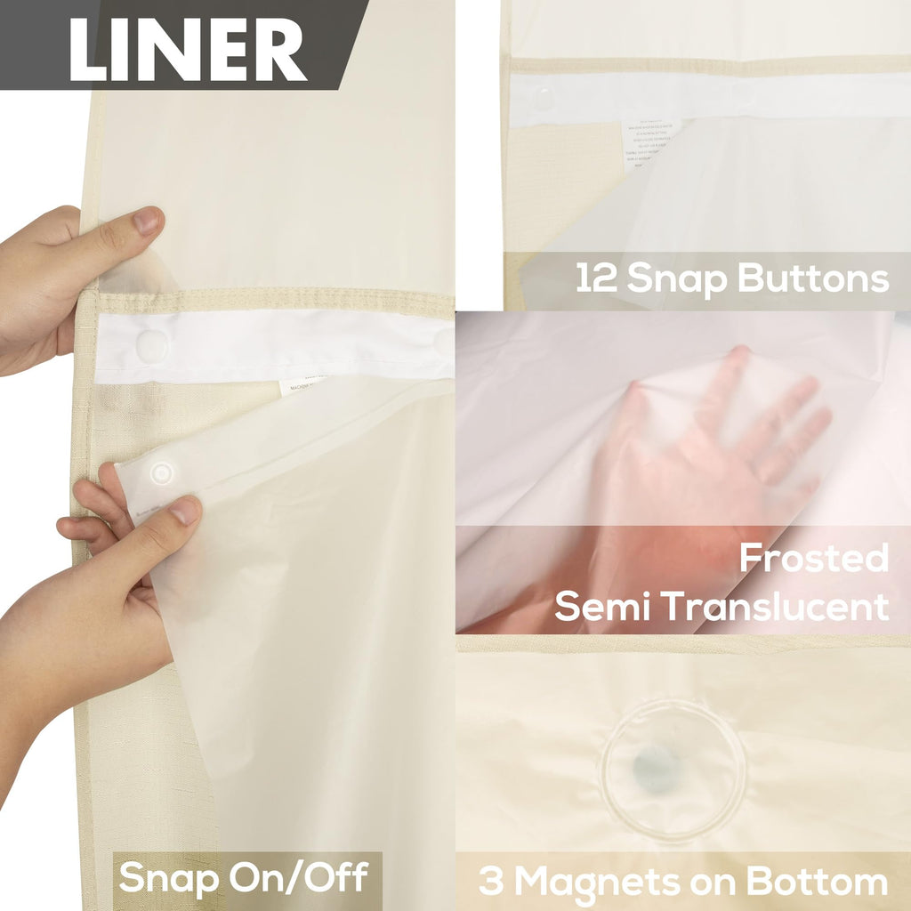 No Hook with Snap-in Liner Set, Linen, 71x74