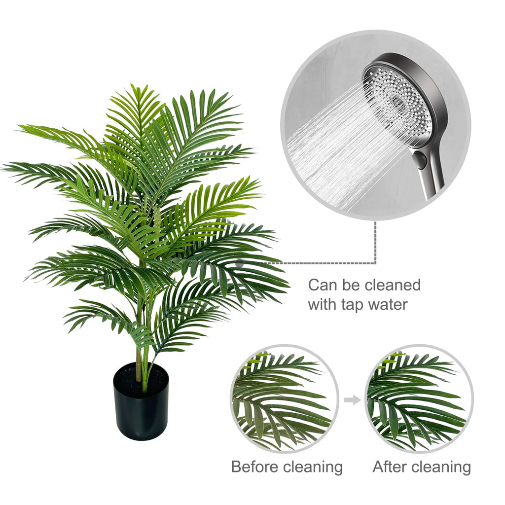 Artificial Palm Plant Tree, Potted Artificial Plant Decoration, 38" Tall