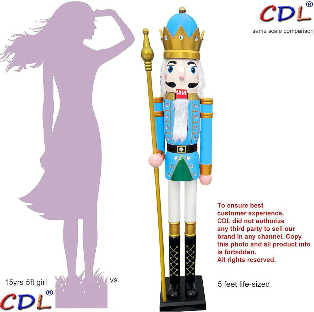 5FT Wooden Christmas Nutcracker King (5 feet, King Pastel Blue BK17)