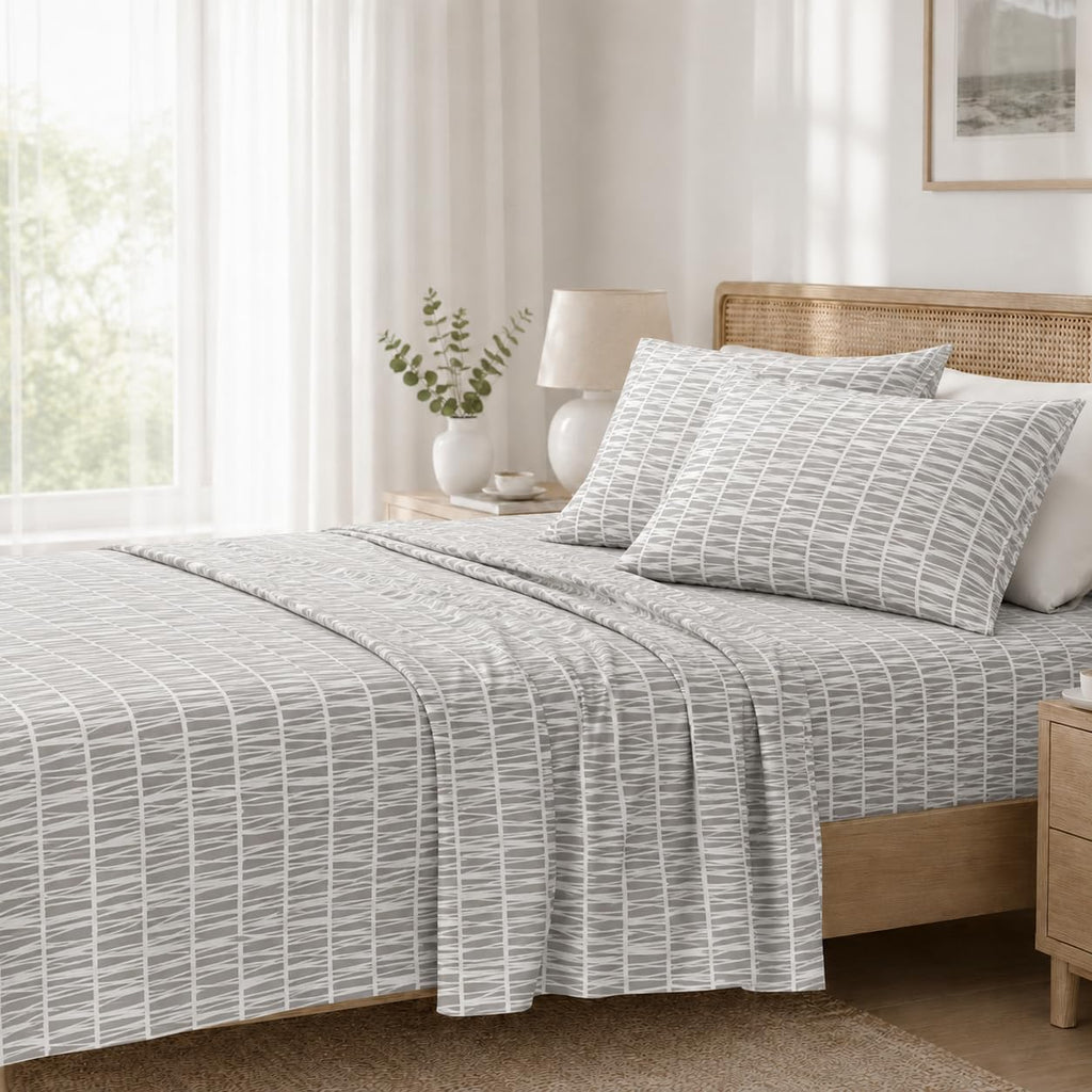 King Size Double Brushed Microfiber Bed Sheets Set, 4pc