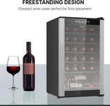 24 Bottle Wine Cooler Black Compressor Wine Fridge | 2.4 cu ft (68 L) Freestandi