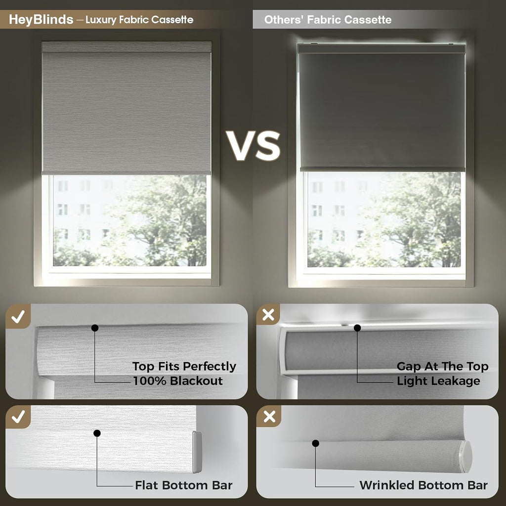 Motorized Blinds with Remote, Blackout Smart Roller Shades | Rechargeable Automatic Blinds, Remote/APP/Voice/Timer