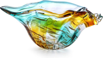 9 Inch Blown Glass Shell Vase,Handmade Seashell Potpourri Holder