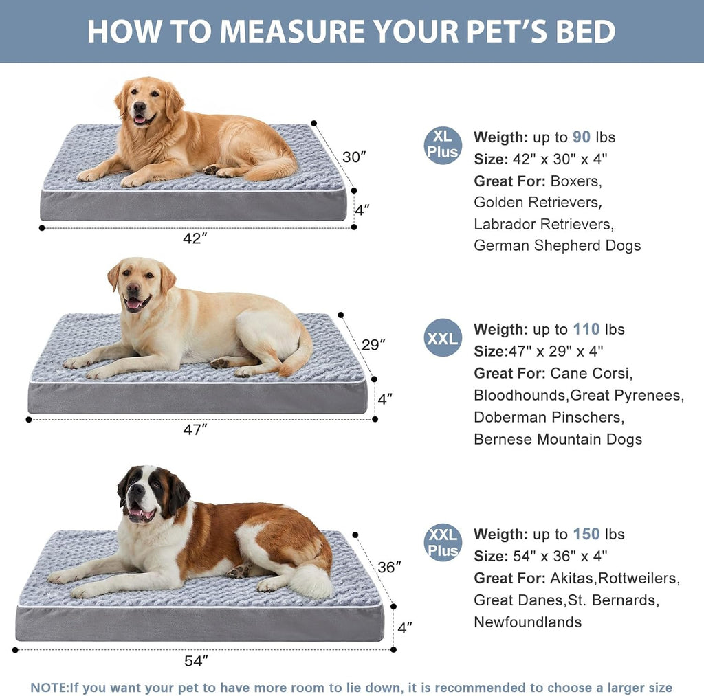 Orthopedic Washable XL Extra Large Dog Beds for Senior Dogs, Grey
