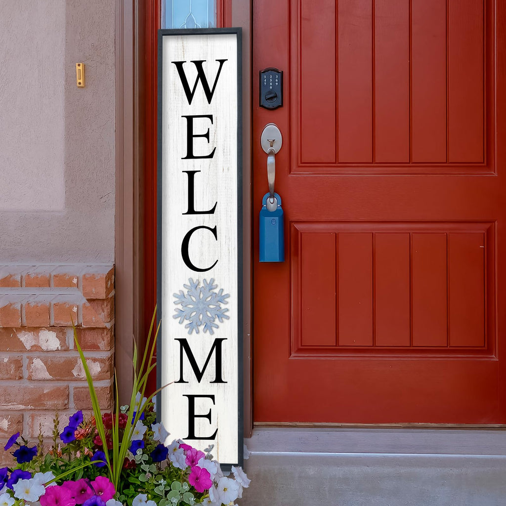 Interchangeable Welcome Sign for Front Porch Door, 45"X9" Black