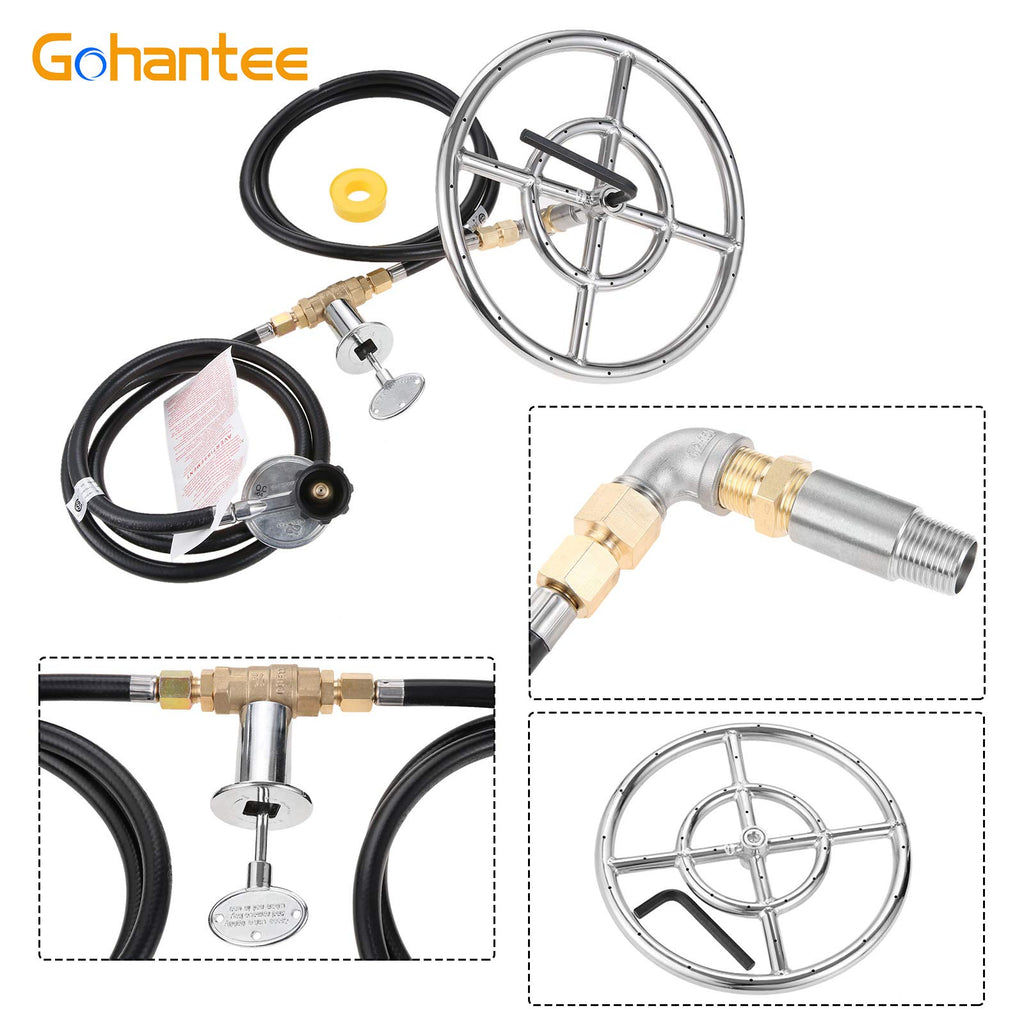 Ring Burner Valve Assembly Kit, 12 inch Stainless Steel Fire Pit