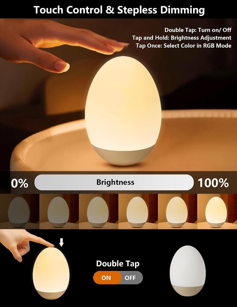 Egg Night Light : Rechargeable Baby Touch Lamp