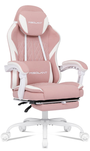 Gaming Chair, Fabric Gamer Chair with footrest for Adults, High Back Ergonomic Computer Game Chair with Adjustable