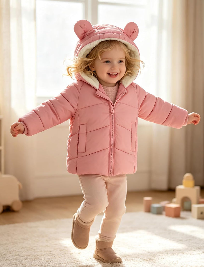 Toddler Girls Boys Winter Teddy Coat - Kids Fleece Jacket with Hood