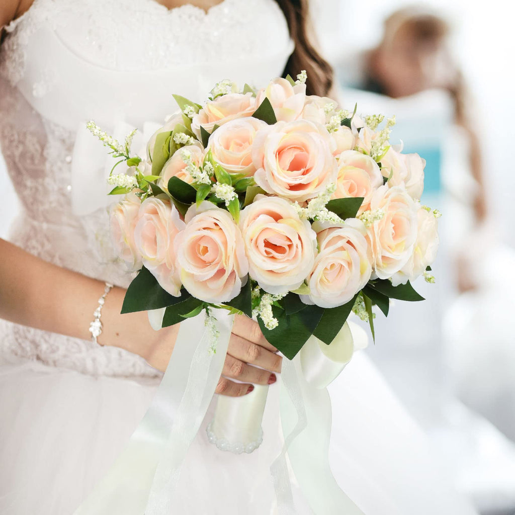 8.3 inch Wedding Bouquets for Bride Bridesmaid Bridal Bouquet Artificial Rose Tossing Bouquet for Wedding Ceremony