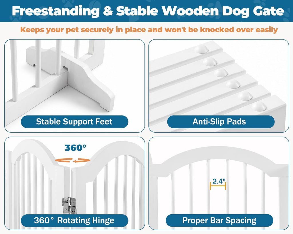 144" Extra Wide Dog Gate 30" Tall Freestanding Pet Gates Indoor