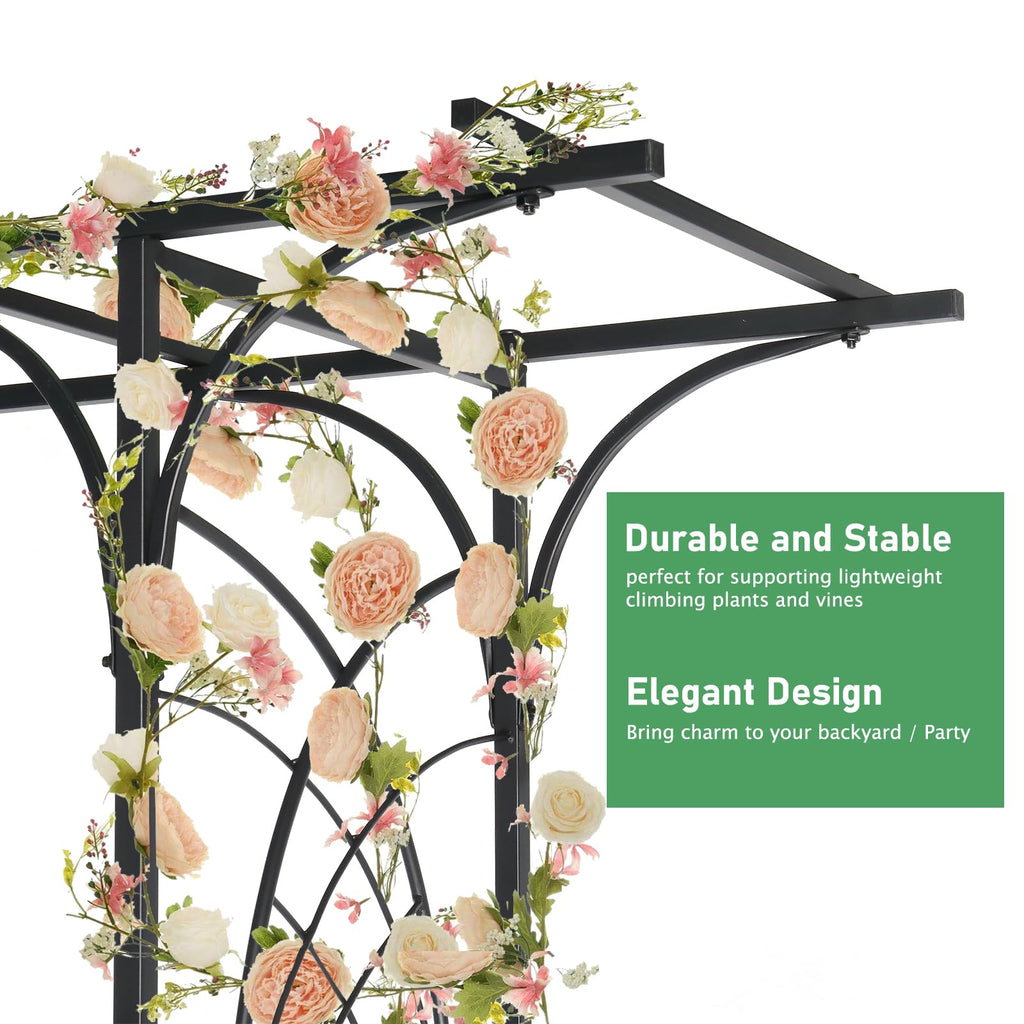 Garden Arbor, Arch for Wedding Ceremony Party, Christmas Garden Decor Steel Garden Trellis for Plant Climbing, Arch