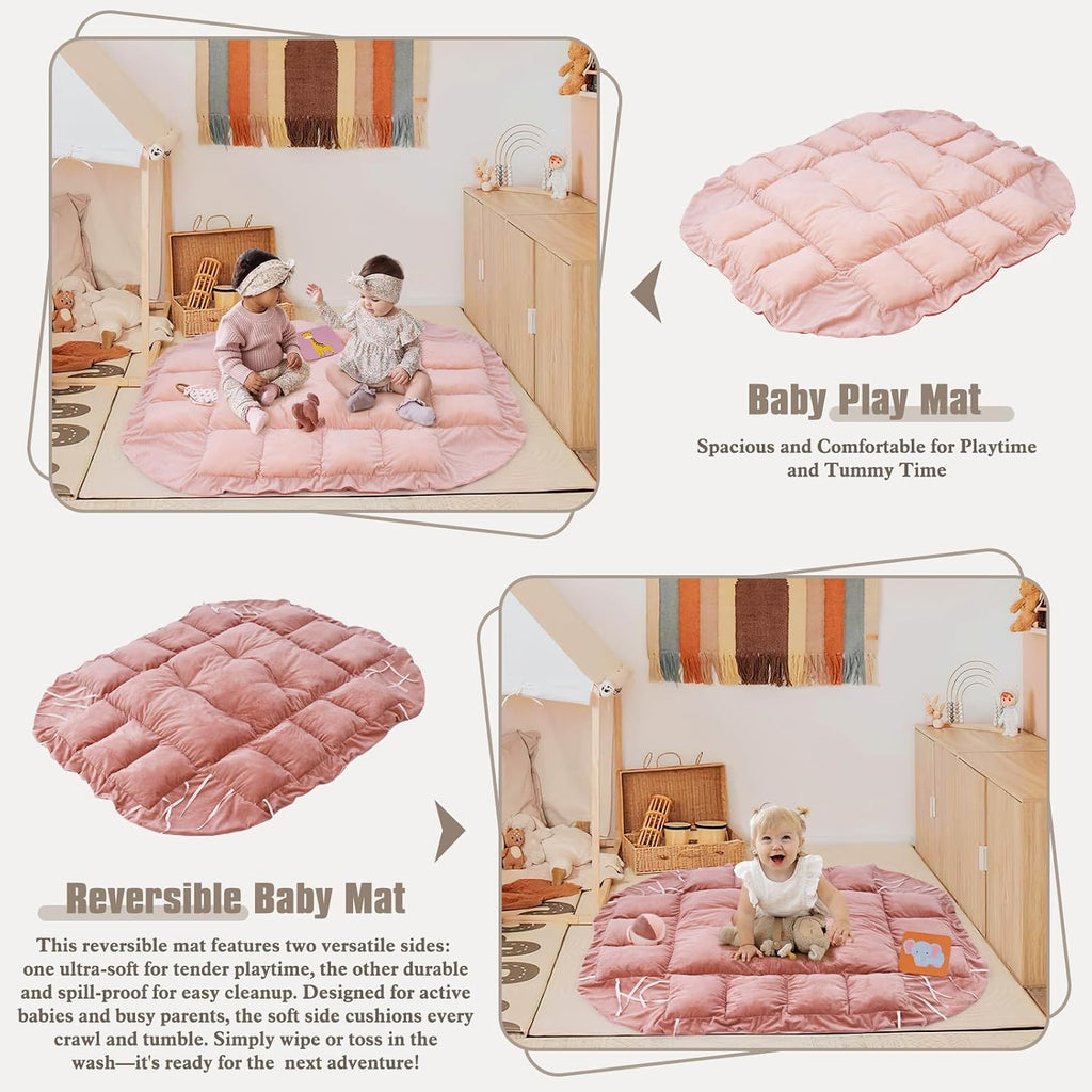 In-1 Plush Baby Play Gym, Baby Play Mats, Convertible Baby Gym, Tummy time mat, 6 Sensory Toys, Activity Center