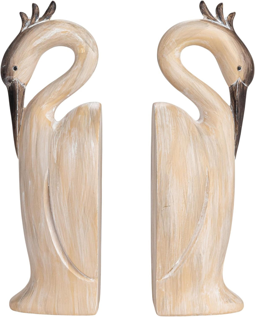 Resin Heron Bookends, Cream
