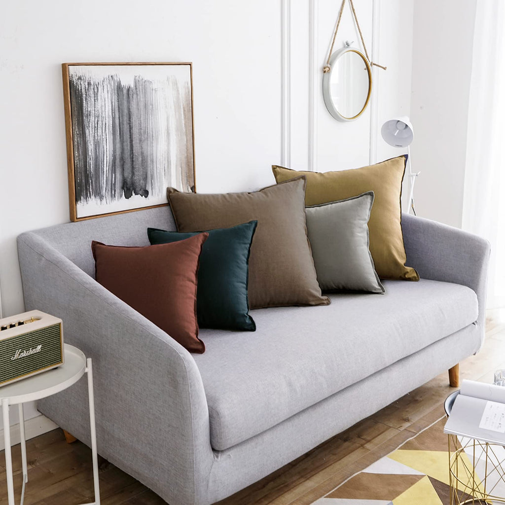 18"x18" Solid Cotton Linen Decoration Throw Pillow Case with Zipper Euro Sham Cushion Case Cool Pillow Cover Delicate