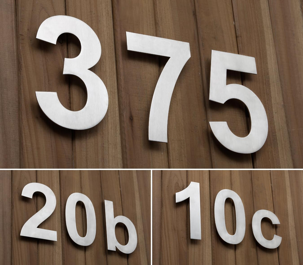 12 Inch Floating House Number 4 - Brushed 304 Stainless Steel