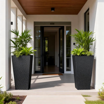 Black Metal Taper Planter with Inner Pots, Indoor Planter Pots