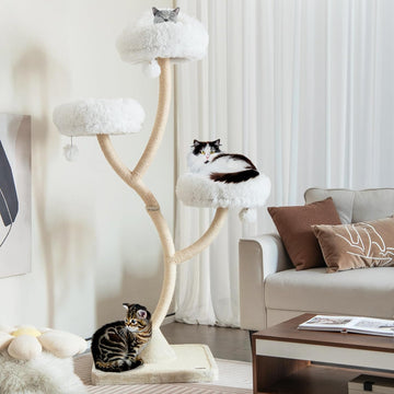 70" Tall Cat Tree, Cat Tower with Scratching Posts and Board, Multi-Level Cat Tower for Large Cats 20 lbs+ with 3