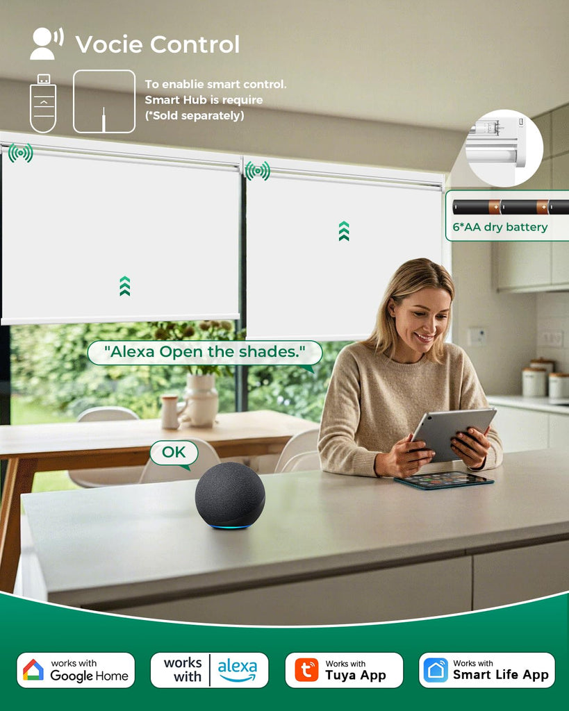Motorized Blinds with Remote (White, )