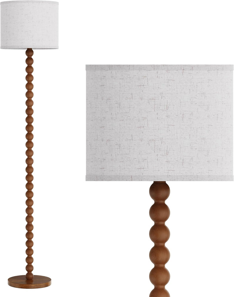 63" tall floor lamp, Solid Wood Traditional Floor Lamp with Beaded Column, Color Dimmable Bulb Included, Vintage