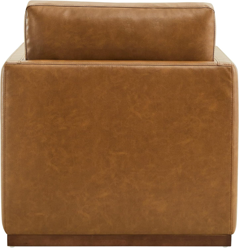Faux Leather Swivel Accent Chair, Fully Assembled, Saddle Brown