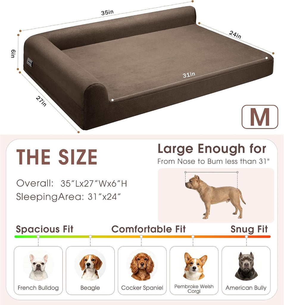 Cooling Gel Memory Foam Orthopedic Dog Bed for Medium Dogs with Arthritis