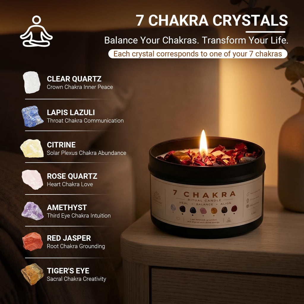 Chakra Candle self care crystal healing Candle for Meditation gift