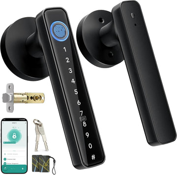 Smart Fingerprint Door Lock with Keypad, Keyless Entry Door Knob with Handle, Biometric Door Lock /Front
