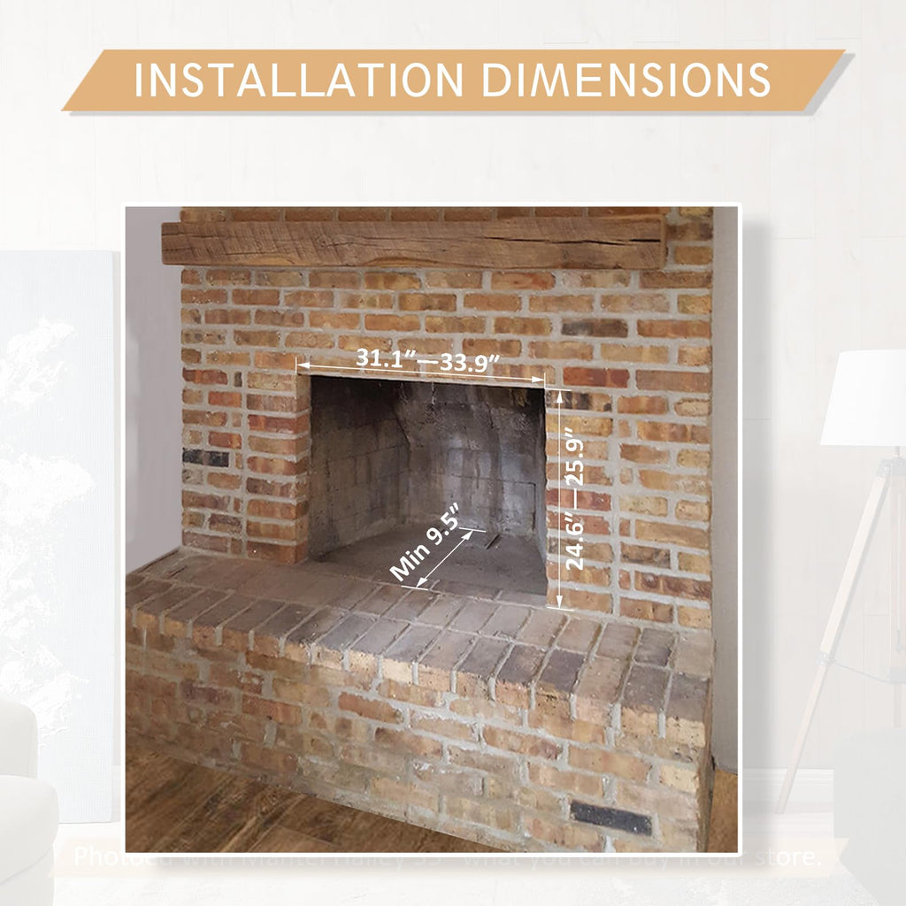 LegendFlame Damon 35" W Electric Fireplace Insert with Glass Door and Mesh Screen, Fireplace Heater