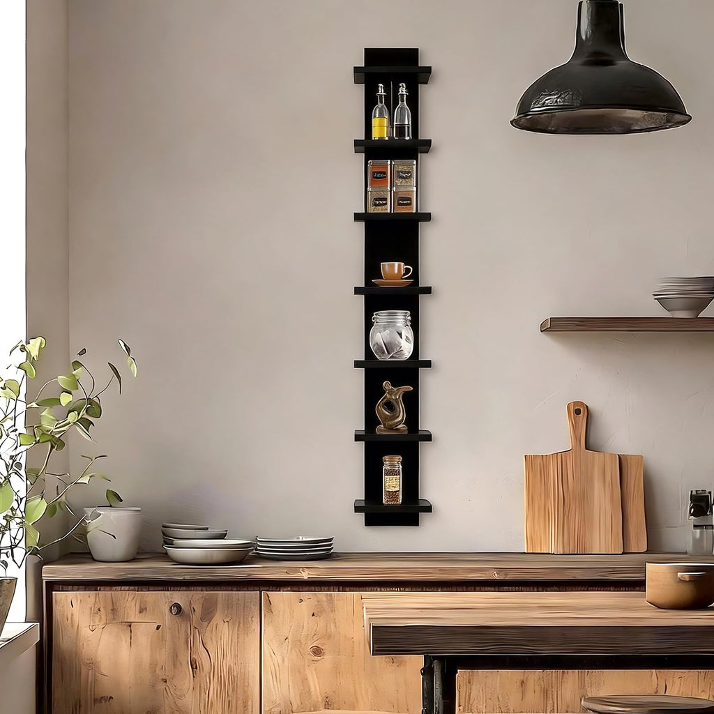 7 Tier Vertical Wall Shelf for Room Decor - Floating Shelves for Wall, Makeup Vanity, Perfect Display Storage for