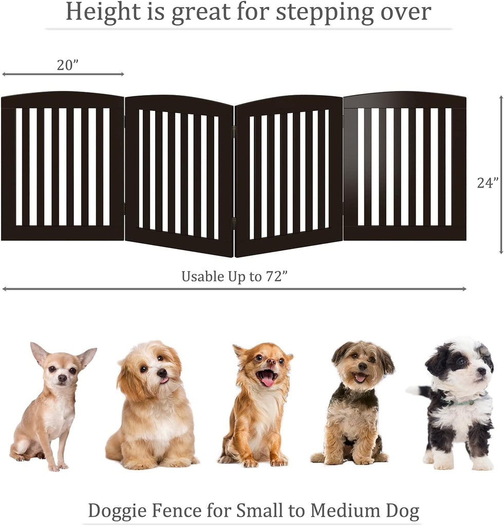 Wooden Freestanding Foldable Pet Gate for Dogs, 24 Inch H, 3 Panels