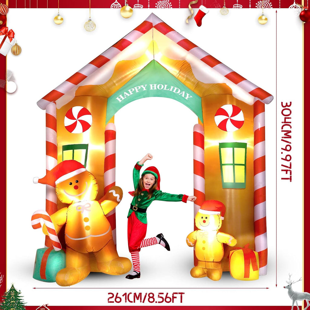 9.97ft Christmas Gingerbread Arch Outdoor Inflatable with LED Light