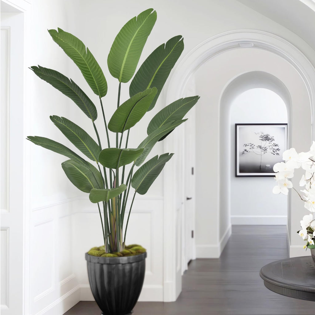 6FT Artificial Bird of Paradise Plant (72in) Tall Faux Tree with Realistic 13 Leaves, Fake Tropical Floor Potted