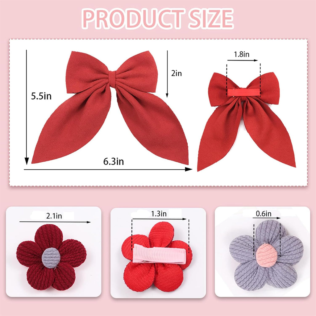 15PCS Hair Bows for Girls, Bright Colors Flower with Alligator Hair Clips, Girl Hair Accessories Set for Kids Toddler