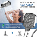 High Pressure Shower Head with Handheld,8 Modes,Heat-Resistant Premium ABS Material,Anti-clog Nozzles,Built-in Power