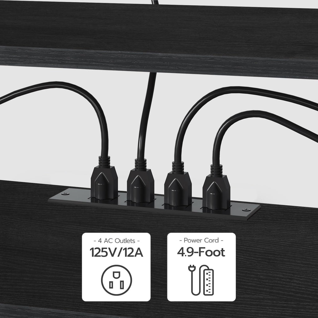 TV Stand with Power Outlets to 75 Inches, TV Console Table with Open Storage Shelves Cabinet, Industrial Media