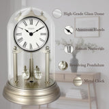 9" Genevieve Mantel Clock with Revolving Pendulum, 50th Anniversary Clock Glass Dome, Wedding Gifts