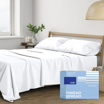 Egyptian Cotton Sheets King - Luxury King Cotton Sheet Sets 400 Thread Count (4 PC, White), 16 in Deep Pocket Soft