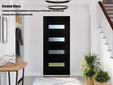 36 x 80 Fiberglass Entry Door with Brickmould, Frosted Glass, Black Finished Knock-Down Fiberglass Door - Contemporary