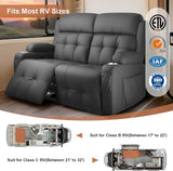 RV Loveseat Recliner Sofa, Massage Wall Hugger Recliners Couch with USB Port, Side Pockets, Cup Holders