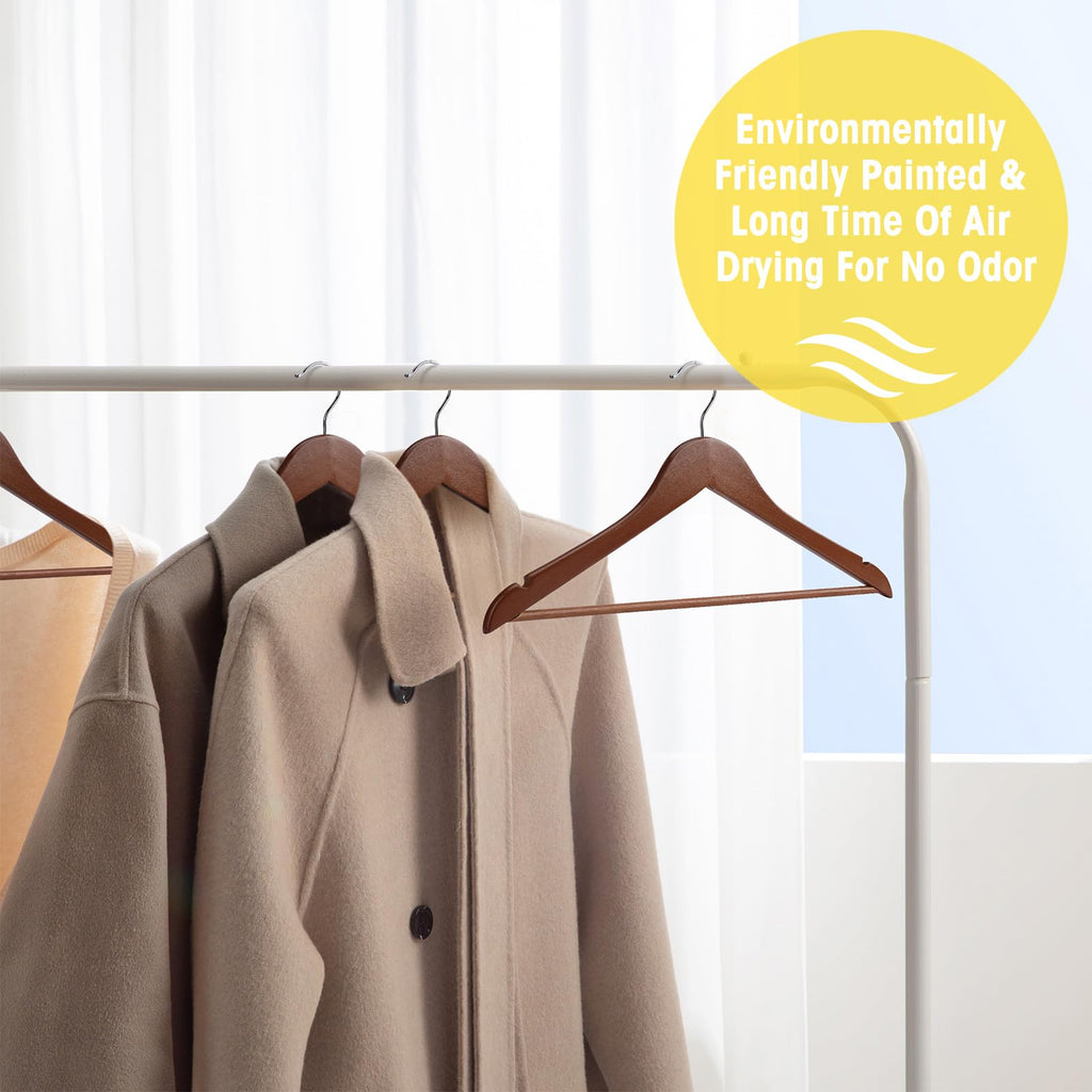 Wooden Hangers - 60 Pack - Clothes Hanger for Daily Used, Heavy Duty Wood Hangers with Precisely Cut Notches, Coat