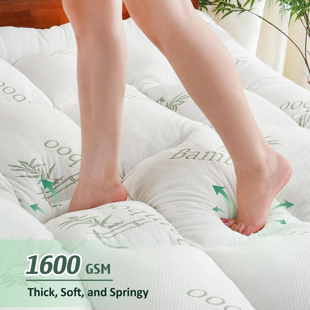 3 Inch King Mattress Topper, Breathable Bamboo Viscose Air Layer | Cooling Memory Foam Mattress Topper for Back Pain